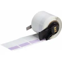 This precut label roll is designed for wire and cable identification on 10 AWG to 4 AWG wire gauge. The vinyl material with matte purple finish provides clear marking in industrial environments. Compatible with BMP61 printer series, requires M7-R4300 ribbon