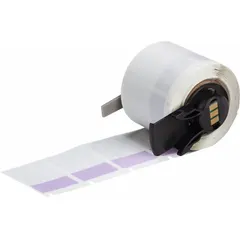 This precut label roll is designed for wire and cable identification on 10 AWG to 4 AWG wire gauge. The vinyl material with matte purple finish provides clear marking in industrial environments. Compatible with BMP61 printer series, requires M7-R4300 ribbon.
