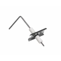 Flame sensor for HVAC systems, used to detect flame presence during burner operation. Sends signal to control board to maintain gas valve open. Suitable for commercial furnaces, rooftop units, and boilers.