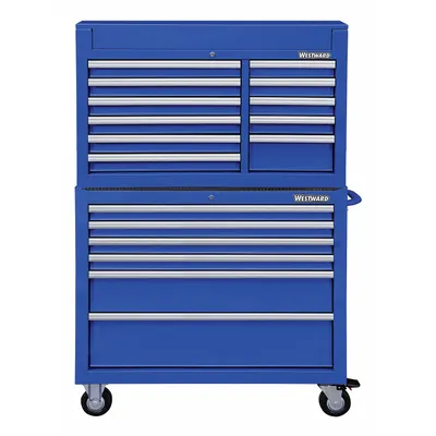 WESTWARD Tool Chest and Cabinet Combination: 17 Drawers, Heavy Duty, Keyed - Heavy-Duty Top Chest & Rolling Cabinet Combos