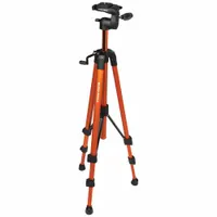 This aluminum tripod supports laser levels for layout, alignment, and leveling tasks. Height adjusts from 1 13/16 ft to 5 1/16 ft. Features a 1/4"-20 mounting thread for compatibility with most laser levels