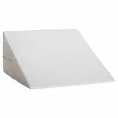 This bed wedge is constructed with a cotton/polyester cover and a foam core. It measures 24 inches in length, 24 inches in width, and 12 inches in height. Used for positioning and support during rest or recovery, it helps elevate the upper body or legs to reduce pressure points and improve comfort.