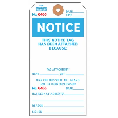 ELECTROMARK Notice Pre-Printed Header Tag, White, 100-Pack - Notice Pre-Printed Header Tags