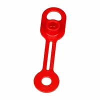 Red plastic dust cap designed to protect grease fittings from dirt and debris. Features a 1/4"-28 thread size for standard grease fittings. Color coding aids in identification during maintenance
