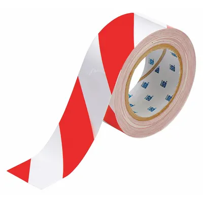 BRADY Floor Marking Tape: Gen Purpose, Striped, Red/White, 2 in x 100 ft - General Purpose Floor Marking Tape