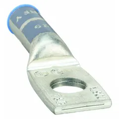 One-hole compression lug for solid or stranded 6 AWG wire. Aluminum construction with 1/4 in stud size. Long barrel type for secure terminations in electrical connections.