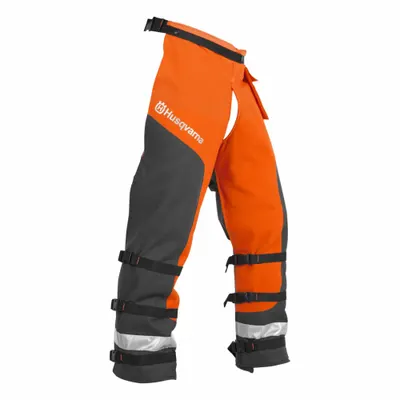 HUSQVARNA Technical Apron Wrap Chainsaw Chaps: Polyester, 32 in Overall Lg, Orange/Black - Chainsaw Protective Chaps