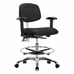 Vinyl ESD & Cleanroom Task Chair with Arms, Adjustable Height 21 1/2" to 29", 19" Seat Width, Aluminum Base, ISO 5, ESD-Safe