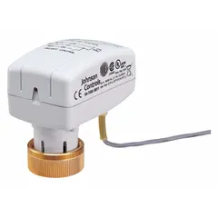 Electric globe valve actuator designed for use with VG4200 series globe valves. Operates on 24V AC power to modulate or open/close fluid flow in HVAC and industrial piping systems. Suitable for heating, cooling, and process applications requiring automated flow control.