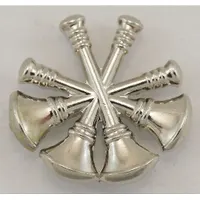 HEROS PRIDE Metal Rank Insignia: Dpty. CF Fire Bugles, 3/4 in, Silver, Metal, Clutch Pin, 1 PR (MPN 4447N)