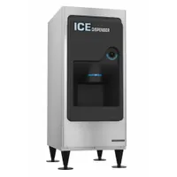 Push button ice dispenser with 130 lb storage capacity. Features antimicrobial protection. Dimensions: 53 in x 22 in x 30 in. Suitable for commercial kitchens, cafeterias, and hospitality settings requiring self-service ice dispensing