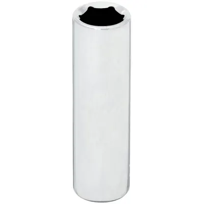 WESTWARD Socket: SAE, 1/4 in Drive Size, 11/32 in Socket Size, 6-Point, Deep, Chrome - 1/4" Drive Hand Sockets