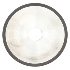 Diamond straight grinding wheel for precision grinding of carbides and ceramics. Type 1, 4" diameter, 1/16" thickness, 3/4" arbor hole, 120 grit, with 1/4" abrasive depth. Resin bond, suitable for tool and die shops, mold making, and industrial manufacturing requiring tight tolerances and fine surface finishes on hard, brittle materials.