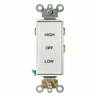 LEVITON Wall Switch: Rocker Switch, Single Pole/Double Throw, Maintained, White, 120/277V AC, 15 A (MPN 5685-W)