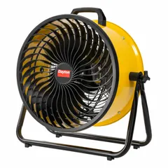 This Dayton circulating fan is designed for home and office use. It features a 16-inch aluminum blade, three speeds, and a non-oscillating design for directed airflow. The fan measures 23 9/16 inches in height and 23 3/16 inches in width, operating on 120V AC.