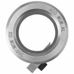 This stripping bushing is designed for use with the DEWALT DCE151 XR stripping tool. It accommodates THHN/XHHW wire types and supports a maximum conductor size of 350 MCM, with a secondary capacity of 400 MCM. Suitable for stripping insulation from aluminum and copper conductors.