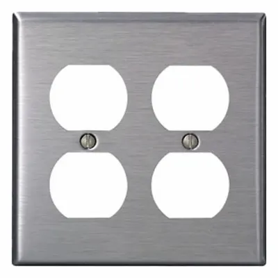 LEVITON Wall Plate: Duplex Outlet, 2 Gang, Silver - General Purpose Wall Plates