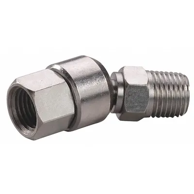 SPEEDAIRE Swivel Connector: Steel, Chrome-Plated Ml08 Steel, 1/4 in Male NPT Inlet - Ball-Joint Swivel Air Line Fittings