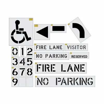 RAE Stencil Set: 39 in Overall Wd, 0.125 in Thick, 22 Pieces - Stencil Kits for Traffic & Parking Control