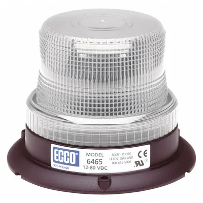 ECCO 6465C White LED Flashing Beacon, 12-80V DC, SAE Class 3 - Vehicle Flashing Beacons