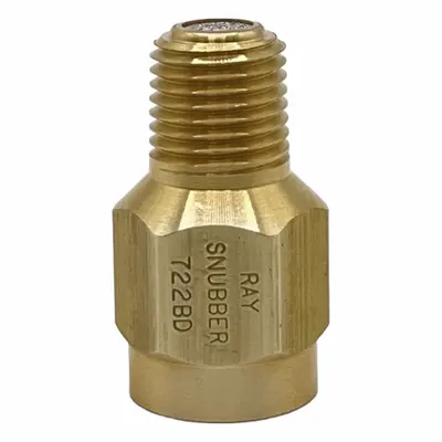 RAY Pressure Gauge Snubber: Brass, Filter, Brass NPT, 5,000 psi Max. Pressure - Filter-Type Snubbers for Water & Oil