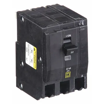 SQUARE D Miniature Circuit Breaker: 50 A, 120/240V AC, Three Phase, 22kA at 120/240V AC - QO Series, Plug-In Square D Miniature Circuit Breakers