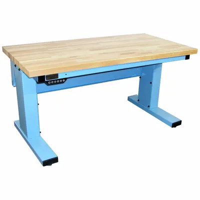 PRO-LINE Ergonomic Work Bench: Adj Ht, Maple, 60 in x 30 in, 1,000 lb Overall Load Capacity - Open-Base Workstations