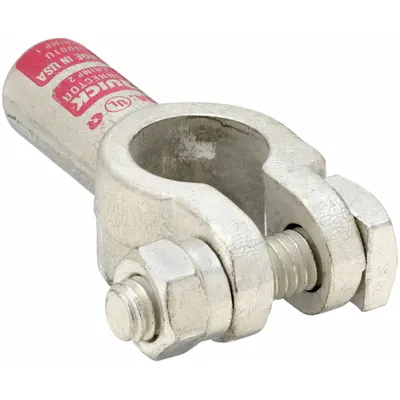QUICKCABLE Battery Terminal: Straight, Crimp, 1 ga, Pink Color, Negative/Positive - Straight Alignment