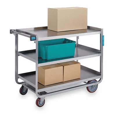 LAKESIDE 954 Open Stainless Steel Utility Cart, 3 Shelves, 1000 lb Capacity - Open Stainless Steel Carts