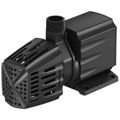 The ATLANTIC MD1250 is a magnetic induction pump with a totally enclosed motor, designed for pond and waterfall circulation. It delivers 1250 GPH at a 14 ft max head, with 1 in MIPT intake and discharge connections. Suitable for decorative water features and small to medium ponds.