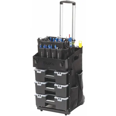 FLEXCART Tool Tower: Black, 15 in Wd, 13 in Dp, 27 in Ht, Locking Rod/Padlockable - Tool-Equipped Heavy-Duty Modular Utility Carts