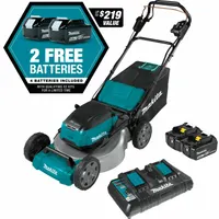 MAKITA Battery-Powered Lawn Mower Kit: Self-Propelled, 21 in Cutting Wd, Variable Speed Settings (MPN XML08PT1)