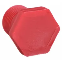 Hex Head Plug: Polyvinylidene, 1/2 in Fitting Pipe Size, Schedule 80, Male NPT, Red (MPN 6516-4-1/2)