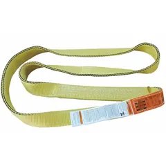 This Dayton Type 5 standard nylon endless web sling features a 2-ply construction with a 6 ft length and 2 in width. Designed for lifting and rigging loads in industrial material handling applications, it includes a standard tag for identification. The nylon material provides flexibility and non-marring contact with loads.