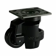 This leveling plate caster features a 75 mm nylon tread wheel and a white frame. With a 120 mm mounting height and 2,205 lb load capacity, it is suited for industrial carts, racks, and workstations on hard floors.