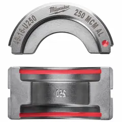 U Style replacement die set for crimping 250 kcmil electrical wire and cable. Designed for use with tool models 2679-20 and 49-16-U000. Used in industrial electrical installations to create secure connections.