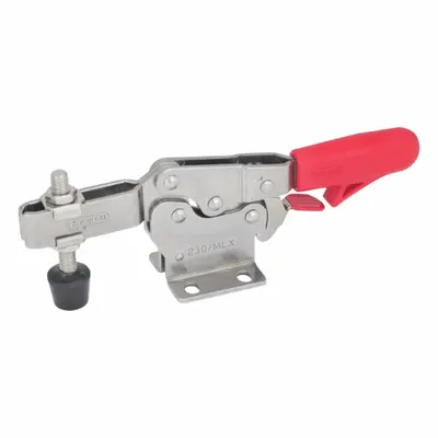 JW WINCO Horizontal Acting Toggle Clamp: Locking Horizontal Handle, Flange Base Mounting - Corrosion-Resistant Toggle Clamps