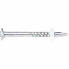 Pack of 100 pins for powder-actuated tools. Overall length 1-1/2 in, head diameter 8 mm, shank diameter 5/32 in. Used for fastening materials to concrete, steel, or masonry in construction and industrial applications.