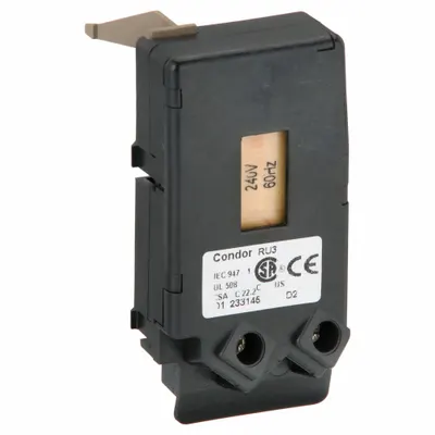 CONDOR USA, INC Under Voltage Relay (MPN RU3J). Key specifications — Brand: CONDOR USA - Shunts & Undervoltage Relays for Pressure Switches