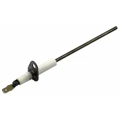 Flame sensor for HVAC systems, used to detect burner flame presence. Sends signal to control board to ensure safe gas valve operation. Replacement part for Lennox equipment.