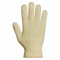 Uncoated knit gloves for general hand protection. Yellow knit material. ANSI Abrasion Level 2. Suitable for light assembly, material handling, and inspection tasks requiring dexterity. Sold as 1 pair.