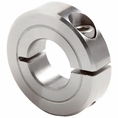 CLIMAX METAL PRODUCTS Shaft Collar: 1-Piece, Inch, Round, Clamp-On, 1 3/8 in Bore Dia - Stainless Steel Recessed-Screw Shaft Collars