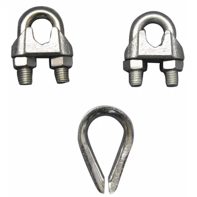 Dayton Wire Rope U-Bolt Clip and Thimble Kit: 1/2 in Compatible Rope Dia - Clip & Thimble Kits