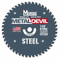 MORSE Circular Saw Blade: 7 1/4 in Blade Dia., 48 Teeth, 0.08 in Cut Wd, 5/8 in Arbor Size, Carbide (MPN 102636-WWG)