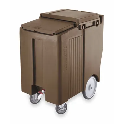 CAMBRO Ice Caddy: 175 lb Capacity, Top Sliding, Swivel, Dark Brown, Polyethylene - Plastic Ice Caddies
