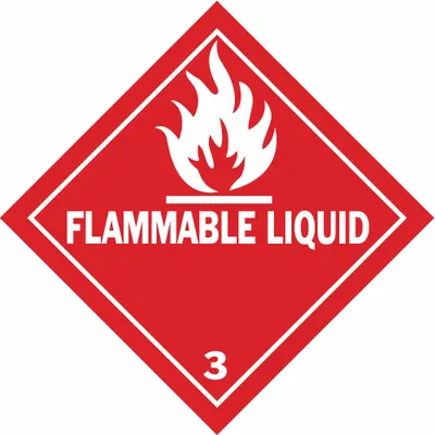BRADY Container Label: Flammable Liquid, 4 in x 4 in, 4 in Label Ht, 4 in Label Wd - Class 3: Flammable Liquids