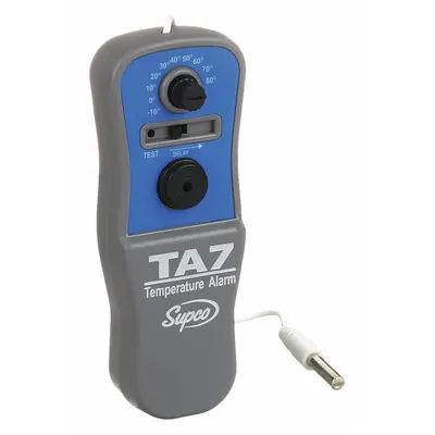 Supco Temperature Alarm: -10°F to 80°F, ±5°F, 6 ft Cable Lg, Battery - General Purpose Commercial & Residential Temperature Alarms