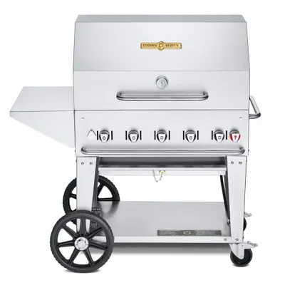 CROWN VERITY Gas Grill: Propane, 5 Burners, 79,500 BtuH Heating Capacity, 52 in Overall Ht - Wheeled Grills