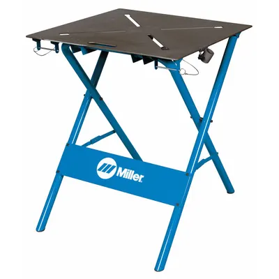 MILLER ELECTRIC ArcStation Welding Table: 35 in Ht Range, 29 in Dp, 29 in Wd - Fixed-Height Folding Welding Tables