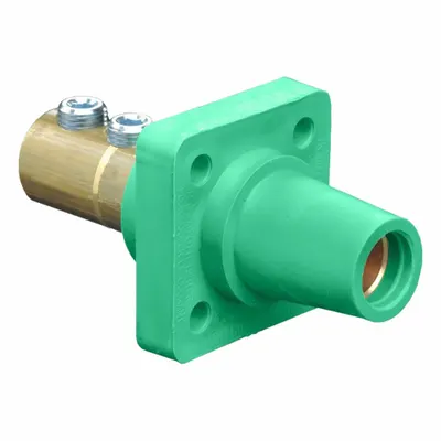 LEVITON Single Pole Receptacle: Green, Straight Taper Nose Mating, Double Set Screw Termination - Receptacles with Set Screw Terminations